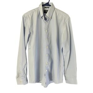 CHAPS Mens Slim Fit Light Blue Pinstripe Button Down Shirt Med 15/16.5 32/33